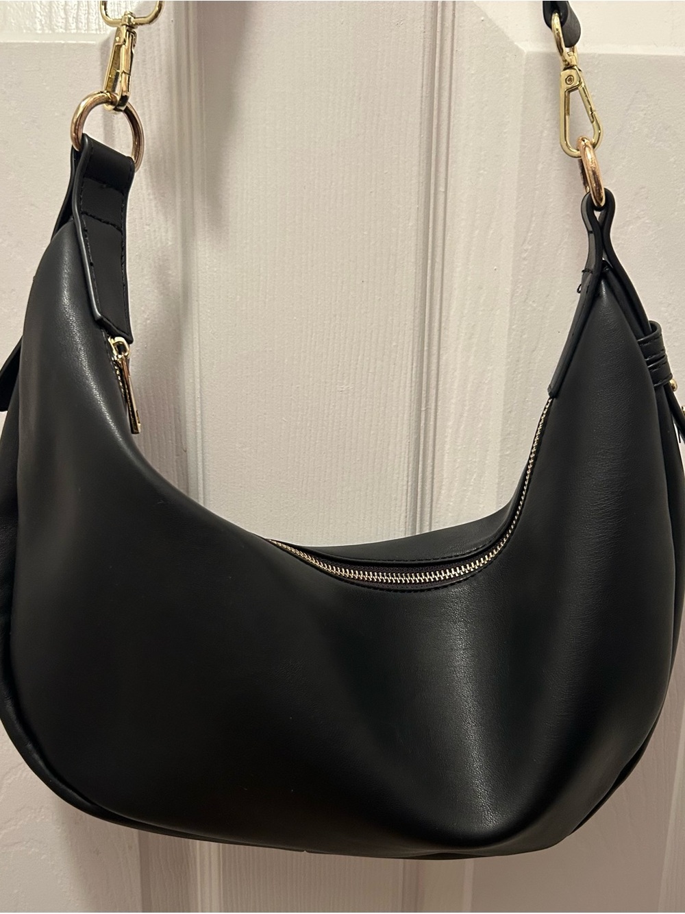 jules kae zola black vegan leather crescent shoulder bag